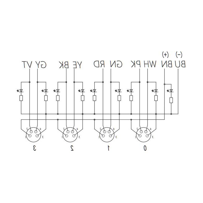 M8接线盒-双通道- PNP型 - 4端口-一体化-带LED - PVC非柔性电缆-灰色护套- 23P461-XXX