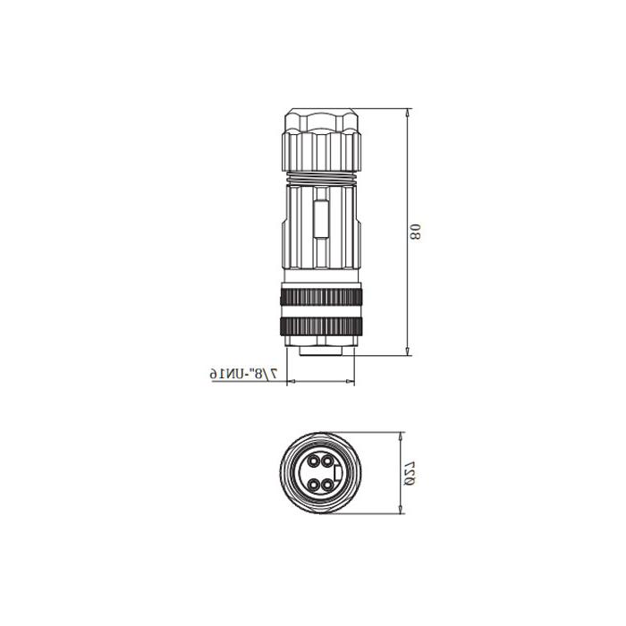 7/8" 4Pin，直管插头，螺丝连接，0PF061