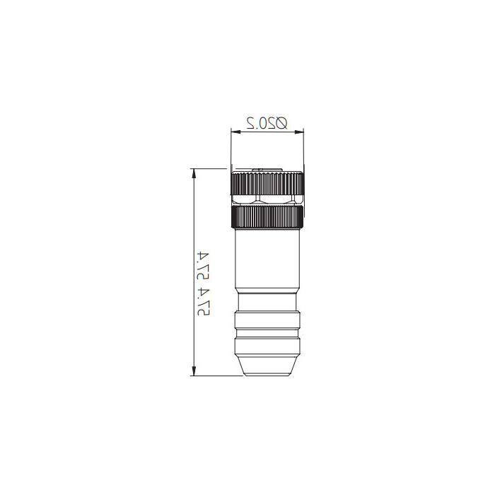 M12 5Pin， b编码，直型母头，螺纹连接，金属屏蔽，0CF041